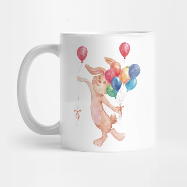 Sweet Cottagecore Bunny with Balloons by Sheila’s Studio